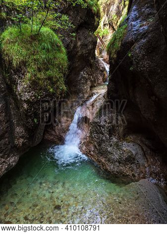 Gorge Almbachklamm In The Berchtesgaden Alps, Germany.