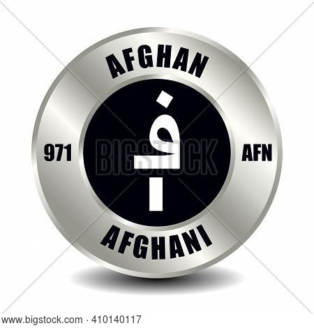 Afghanistan Money Icon Isolated On Round Silver Coin. Vector Sign Of Currency Symbol With Internatio