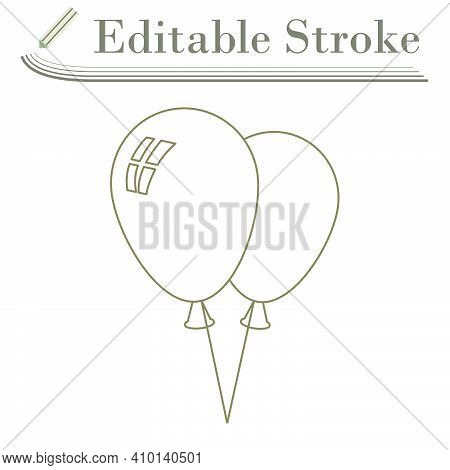 Two Balloons Icon. Editable Stroke Simple Design. Vector Illustration.