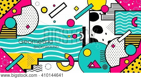 Geometric Background. Bauhaus, Memphis Minimalist Retro Poster Graphic Vector Illustration.