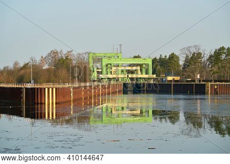 Magdeburg, Germany - February 25, 2021: Historical Ship Lift Rothensee From 1938 In The North Of The