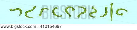 Set Of Rattle Snake Cartoon Icon Design Template With Various Models. Modern Vector Illustration Iso
