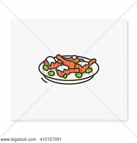 Yangnyeom Tongdak Color Icon. Traditional Korean Dish.asian Food Of Sticky Fried Chicken With And Sw