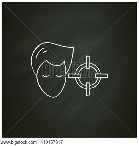Attention Concentration Chalk Icon. Person Head With Target. Concept Of Concentration Exercise, Prod