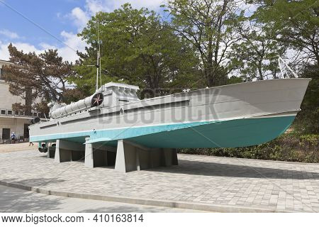 Sevastopol, Crimea, Russia - July 28, 2020: Torpedo Boat 123-k Komsomolets On Sapun Mountain In The 