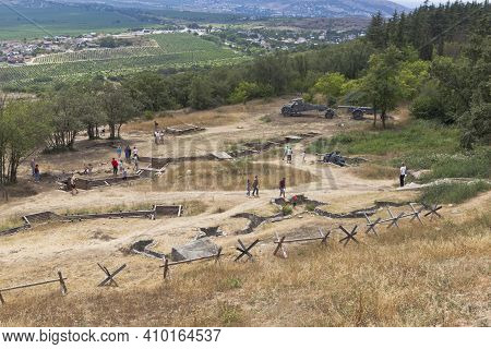Sevastopol, Crimea, Russia - July 28, 2020: Open Exhibition Of Defensive Fortifications And Captured
