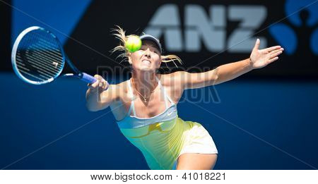 MELBOURNE - 14. ledna: Maria Sharapova Ruska v jejím prvním kole vyhrát nad Olga Puchkova nebo Russi