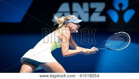 MELBOURNE - 14. ledna: Maria Sharapova Ruska v jejím prvním kole vyhrát nad Olga Puchkova nebo Russi