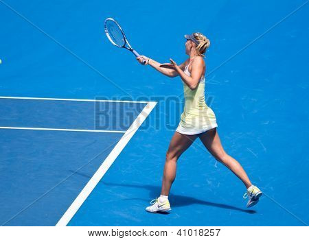 MELBOURNE - 14. ledna: Maria Sharapova Ruska v jejím prvním kole vyhrát nad Olga Puchkova nebo Russi