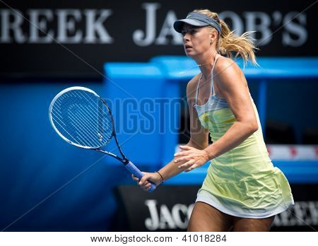 MELBOURNE - 14. ledna: Maria Sharapova Ruska v jejím prvním kole vyhrát nad Olga Puchkova nebo Russi