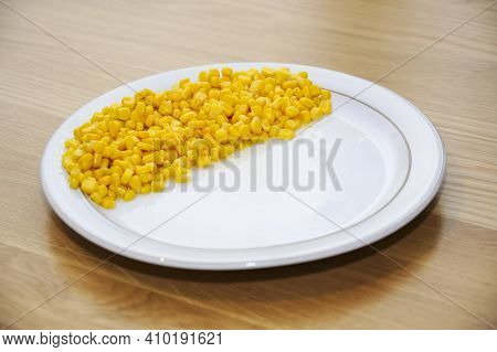 Yellow Sweetcorn Maize On A Plate Close Up
