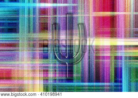 Psi Sign. Psi Letter, Greek Alphabet Symbol, Colorful Checkered Background