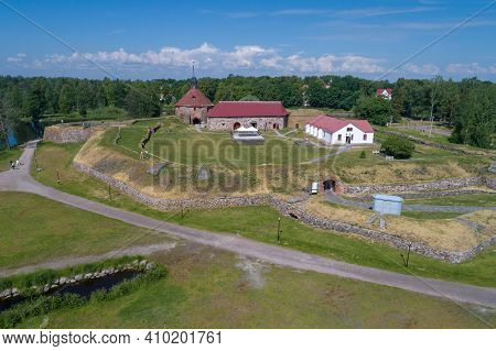 View Of The Ancient Fortress Korela On A Sunny June Day (aerial Photography). Priozersk, Russia