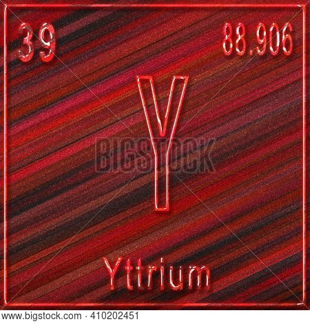 Yttrium Chemical Element, Sign With Atomic Number And Atomic Weight, Periodic Table Element
