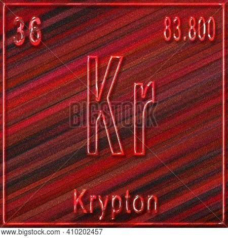 Krypton Chemical Element, Sign With Atomic Number And Atomic Weight, Periodic Table Element