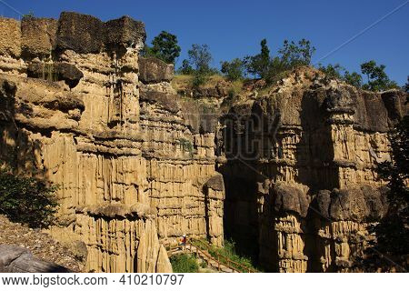 Pha Chor Canyon Cliffs In Jungle Wild Forest Of Mae Wang National Park For Thai People And Foreign T
