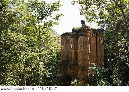 Pha Chor Canyon Cliffs In Jungle Wild Forest Of Mae Wang National Park For Thai People And Foreign T