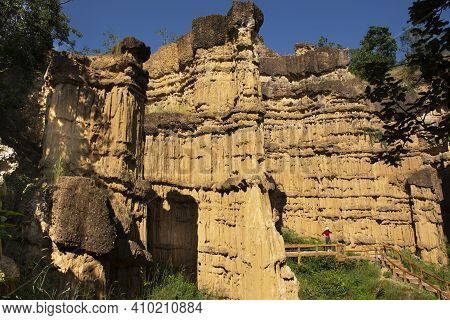 Pha Chor Canyon Cliffs In Jungle Wild Forest Of Mae Wang National Park For Thai People And Foreign T