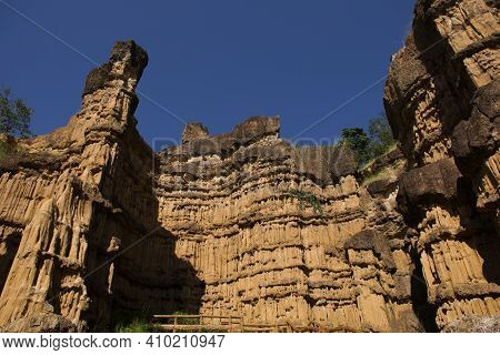 Pha Chor Canyon Cliffs In Jungle Wild Forest Of Mae Wang National Park For Thai People And Foreign T