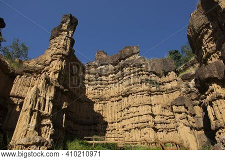 Pha Chor Canyon Cliffs In Jungle Wild Forest Of Mae Wang National Park For Thai People And Foreign T