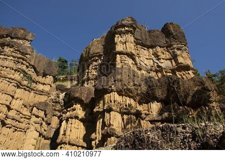 Pha Chor Canyon Cliffs In Jungle Wild Forest Of Mae Wang National Park For Thai People And Foreign T