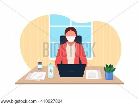 Working Remotely 2d Vector Web Banner, Poster. Doing All Work From House. Comunication Throught Inte