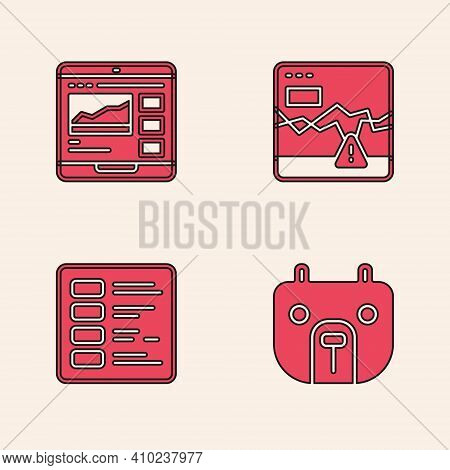 Set Bear Market, Trading Courses, Failure Stocks And Business Finance Report Icon. Vector