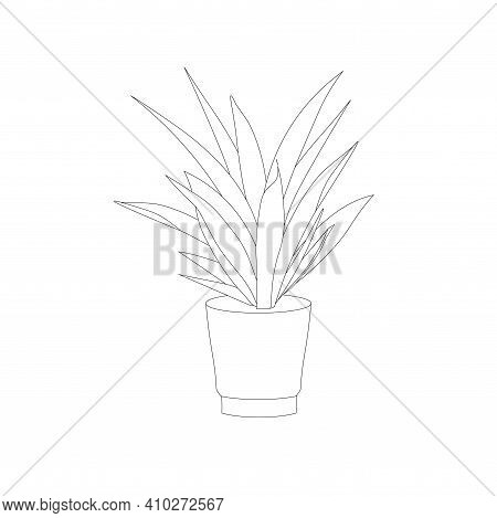 Flower Pot Sansevieria In Pot Monochrome Icon Art Design Element Stock Vector Illustration For Web, 