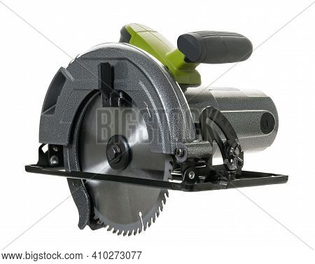 Circular Saw Blade For Work Wood On White Isolated Background With Clipping Patch