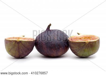 Three Purpel Brazil Figs Isolated On White