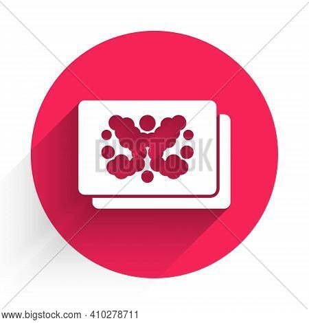White Rorschach Test Icon Isolated With Long Shadow. Psycho Diagnostic Inkblot Test Rorschach. Red C