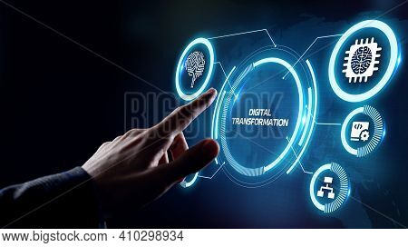 Concept Of Digitization Of Business Processes And Modern Technology. Digital Transformation.