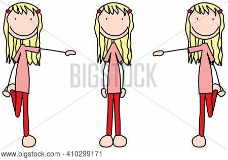 Cartoon Vector Illustration Of A Girl Exercising - Quadricep Stretch