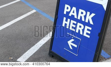 Parking Lot Sign As Symbol Of Traffic Difficulties And Transportation Issues In Busy Urban Areas Of 
