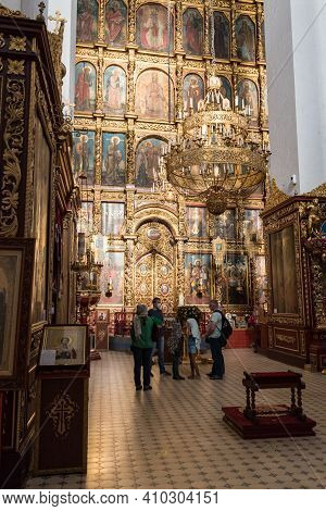 Interior Of The Trinity Cathedral In The Pskov Kremlin. The Current Cathedral Was Built In 1682-1699