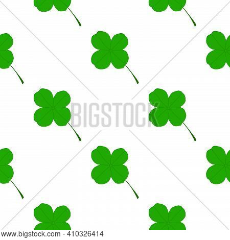 Illustration On Theme Irish Holiday St Patrick Day, Seamless Green Shamrock Clover. Pattern St Patri