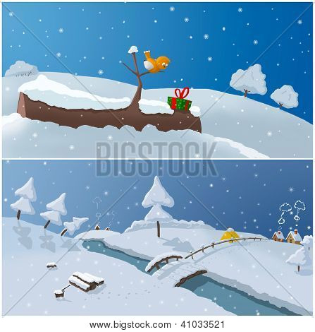 Dwa zimowe ilustracje