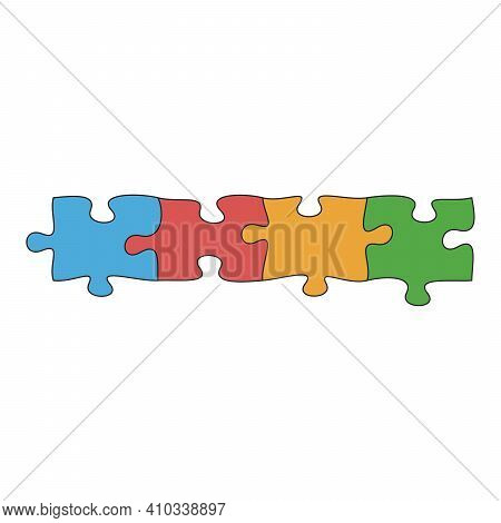 Four Puzzle Pieces Vector Isolated Colored Logo, Puzzle Chain. Game Logo, Fresh Idea Concept.stock V
