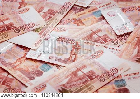 Many 5k Ruble Bills As A Full-frame Background