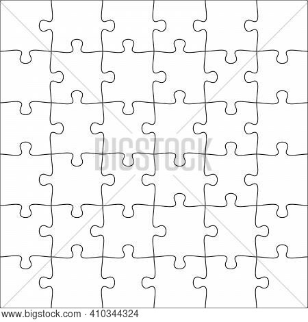 6x6 Jigsaw Puzzle Blank Template Background Light Lines. Every Piece Is A Single Shape.