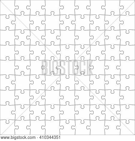9x9 Jigsaw Puzzle Blank Template Background Light Lines. Every Piece Is A Single Shape.