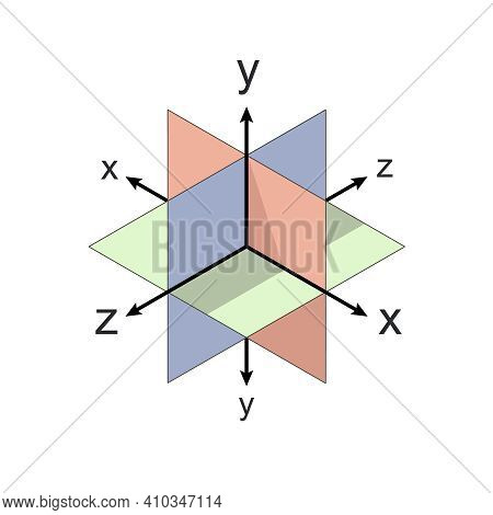 Cartesian Plane Navigation Coordinate System Perspective Grid Three-dimensional. Vector Isometric So