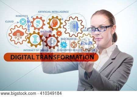 Businessman in digital transformation concept