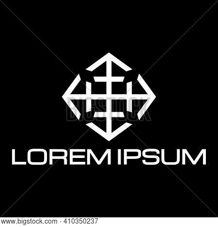 Abstract Arrow Home Rectangle Logo Template In Flat Design Monogram Illustration