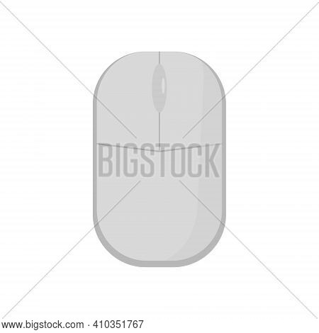 A Simple Gray Computer Mouse In The Shape Of A Rectangle With Rounded Edges, Two Keys And A Wheel. F