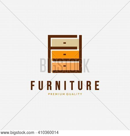 Cupboard Logo Vector Design Vintage, Illustration Of Minimalist Furniture, Simply Interior Concept