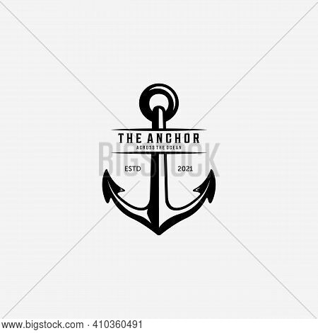 The Anchor Ship Logo Vector Vintage, Illustration Design Of Sailor And Adventure Of The Sea Concept