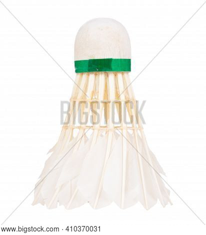 Close-up Of Very Old And Dirty Shuttle Badminton, Isolated On White