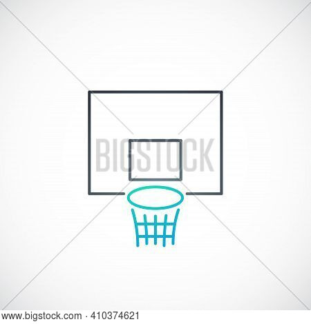 Basketball Emblem. Vector Basketball Hoop Icon In Simple Line Style.