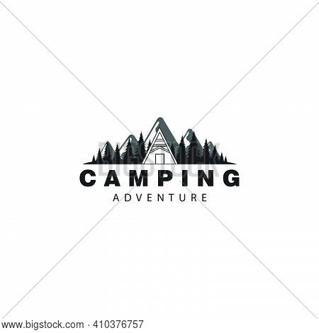 Camping Adventure Silhouette Logo Vector Illustration Template Design